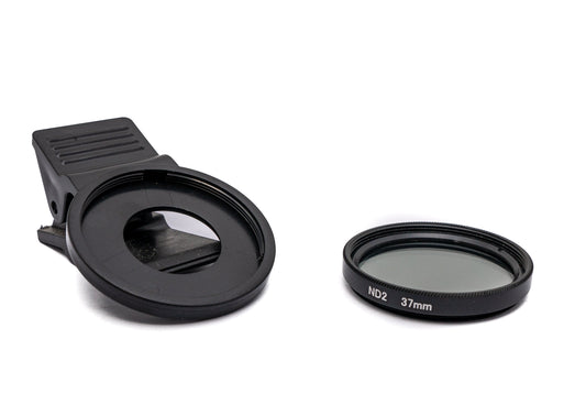 SYSTEM-S ND2 Linse 37 mm Neutraldichte Grau Filter mit Clip für Smartphones in Schwarz