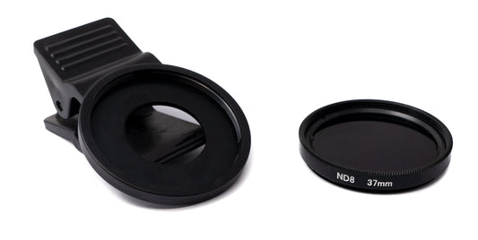 SYSTEM-S ND8 Linse 37 mm Neutraldichte Grau Filter mit Clip für Smartphones in Schwarz