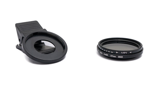 SYSTEM-S ND Vario Filter 37 mm 2 bis 400 Grau Linse mit Clip für Smartphones in Schwarz