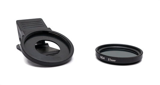 SYSTEM-S ND4 Linse 37 mm Neutraldichte Grau Filter mit Clip für Smartphones in Schwarz
