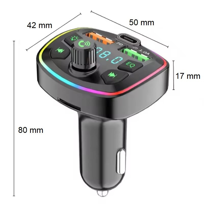 Transmițător FM DREIKS Bluetooth 5.0 - USB PD 3.1A Dimensiuni compacte