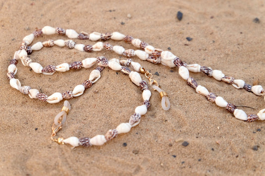 Muschel Brillenkette Weiss-Braun