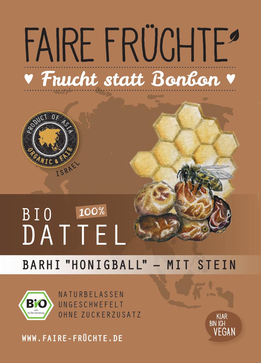 Faire Fruchte Barhi Honigball Bio Dattel - Kapazität 1 kg, Sorte Brahi Devash, Mit Stein