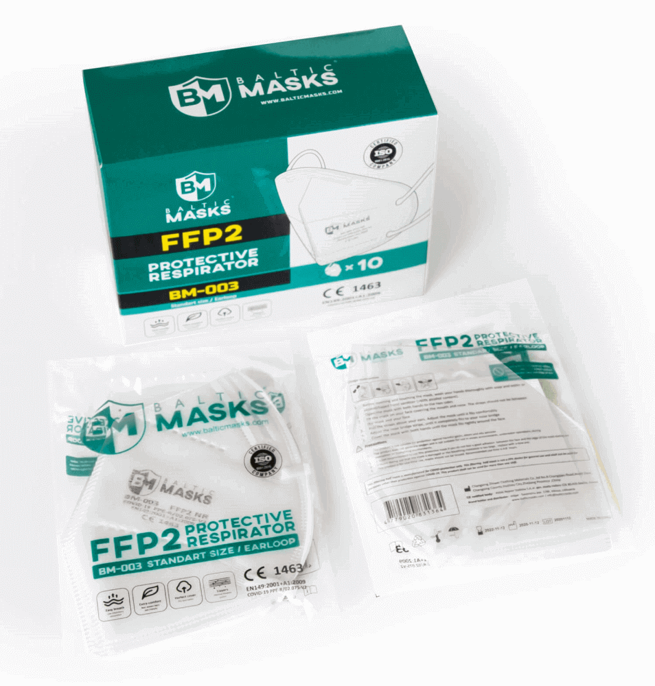 Masca respiratorie Baltic Masks FFP2 BM-003 – CE 1463, 10 bucăți