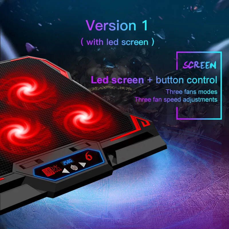 Gaming-Kühler 2025: COOLCOLD 17" Six-Fan LED - 2600RPM USB Port Collection