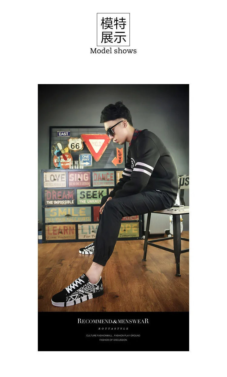 Men Sneakers Casual Shoes Men Lovers Printing Fashion Flat Tenis Masculino Vulcanized Shoes Zapatos De Hombre