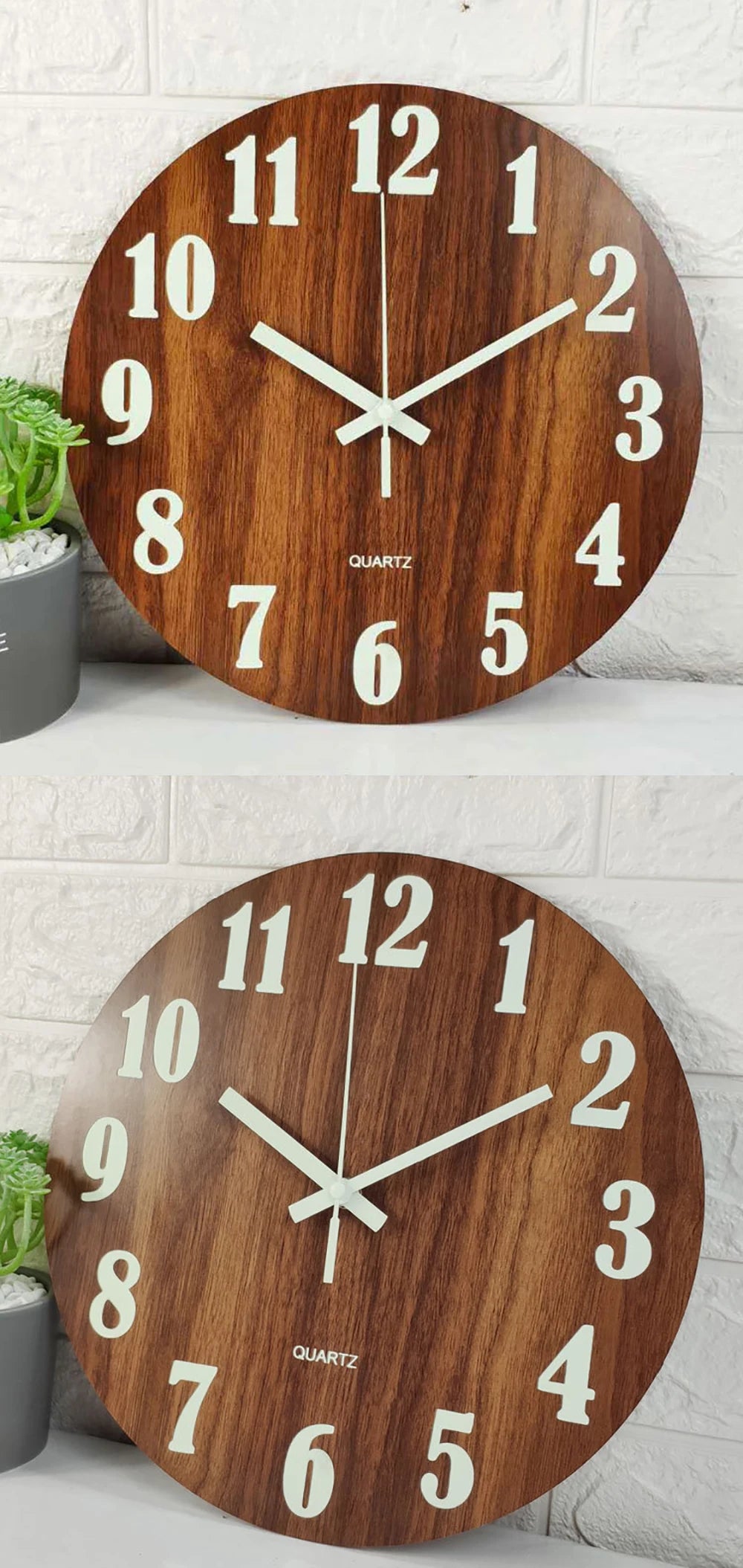 Combination Separates Leuchtende Wanduhr - 30cm Bambus