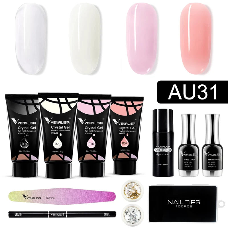 VENALISA Poly LED UV Gel Kit Nou Profesional Nail Art UV LED 30g Manichiură Pile de Unghii Transparente Sfaturi de Unghii Cristal Jelly Gel