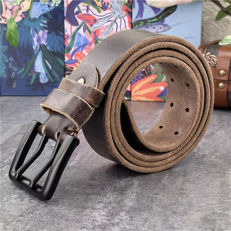 Herren Ledergürtel 2025 - Super Wide 4.2CM Luxury Thick Genuine Leather Double Buckle
