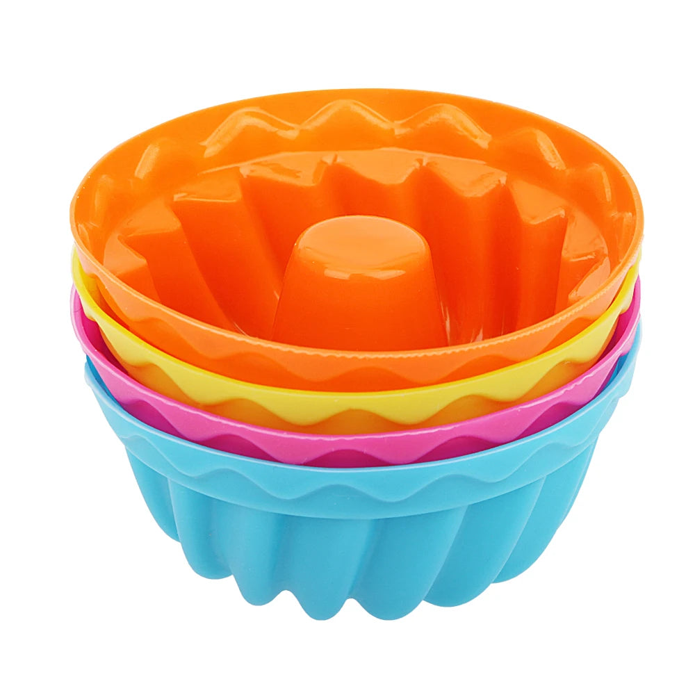 HILIFE Silicone Pudding Cupcake Muffin Donut Mold Non-Stick Baking Jelly Mould 12pcs/set Thread Shape