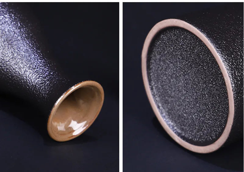 Ceramic Black Pottery Wine Set Small Wine Cup Wine Divider Glass Japanese Sake Set