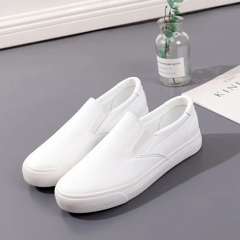 Fashion White Leather Women Chunky Sneakers White Shoes Tenis Feminino Zapatos De Mujer Platform Women Casual Shoes