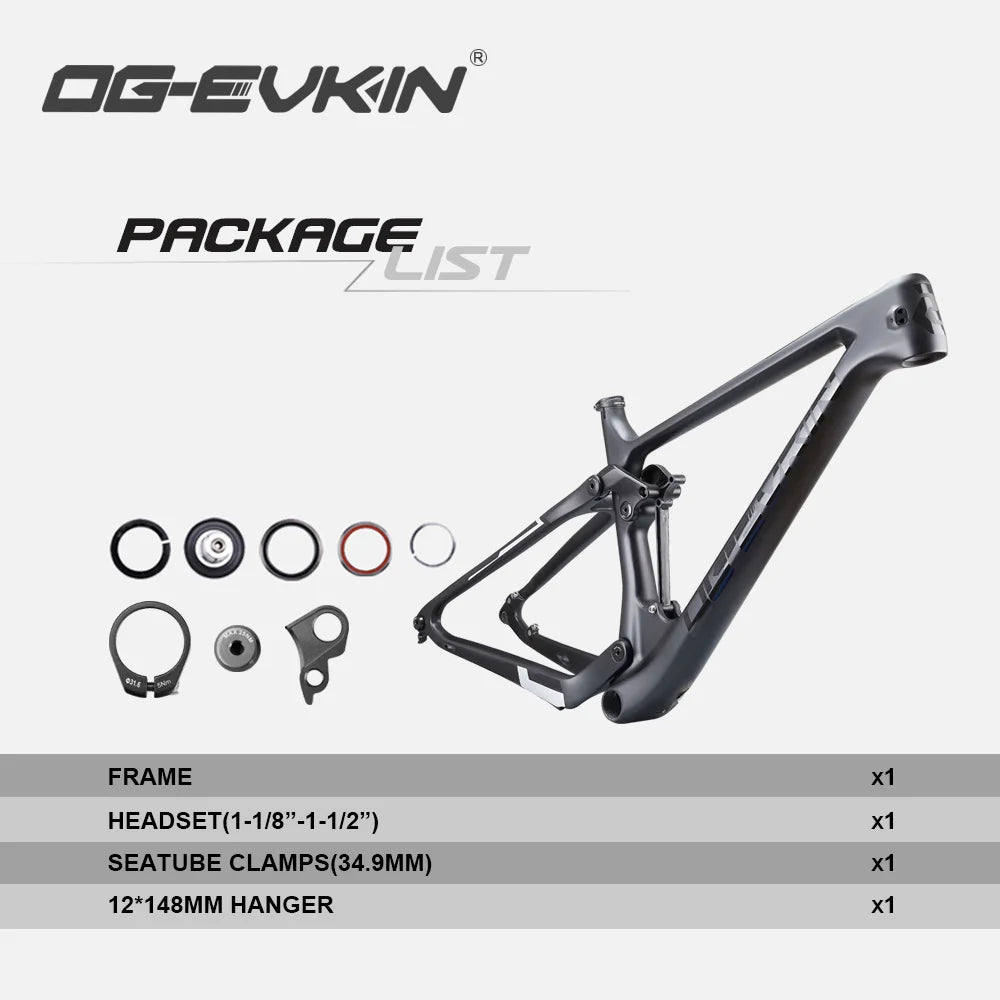 OG-EVKIN CF-080 2025 - Carbon Full Suspension MTB Rahmen - 12X148 Thru-Axle Boost 29er Professional Mountain Bike