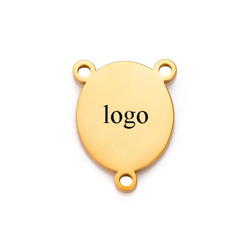 Edelstahl Anhänger Poliert - 5 Stück Gravur 2-Loch 20mm