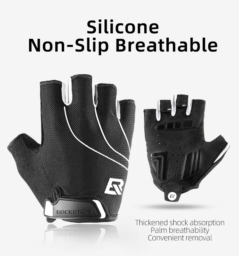ROCKBROS Radfahrrhandschuhe Halbfinger Schockresistent Abriebfest Atmungsaktiv MTB Straßenfahrrad Handschuhe Männer Frauen Sportfahrrad Ausrüstung
