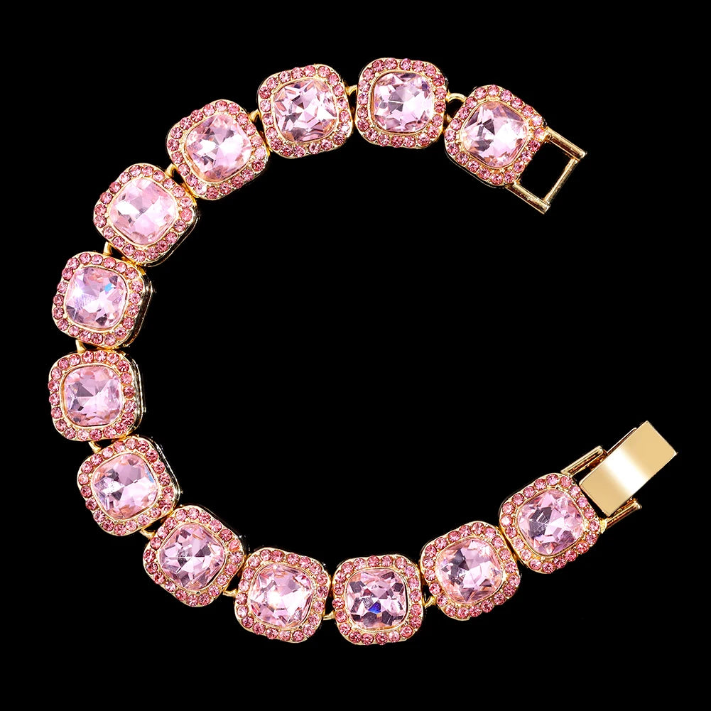 Luxus Voll Strass Große Tennis Kette Armbänder 2025 - Frauen Männer Fashion Bling - Iced Out Quadrat Kristall Armband Hand Schmuck Premium