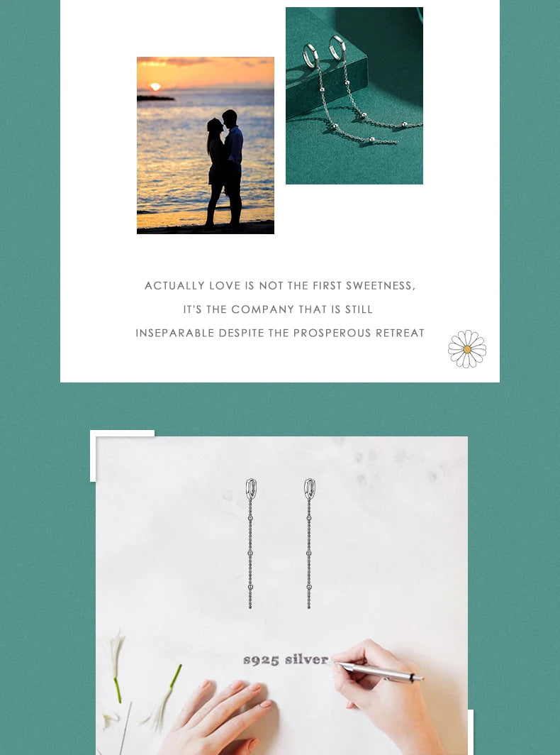 Cercei cu ciucuri lungi Modian, rafinați, din argint 925, cu pandantive, agățat, pentru femei, bijuterii