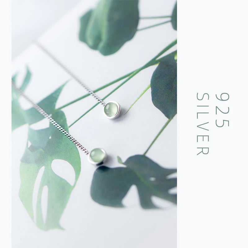 Cercei cu ciucuri și lanț lung cu opal verde Modian Fashion pentru femei, cercei cu picătură din argint 925 autentic, bijuterii fine 2020, noi