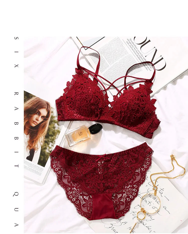 BH-Set 2025: Sexy Spitzen-BH Damen Unterwäsche-Set Ohne Bügel Push Up Bralette - Nahtlos Atmungsaktiv Spitze Lingerie Schlaf-Unterwäsche
