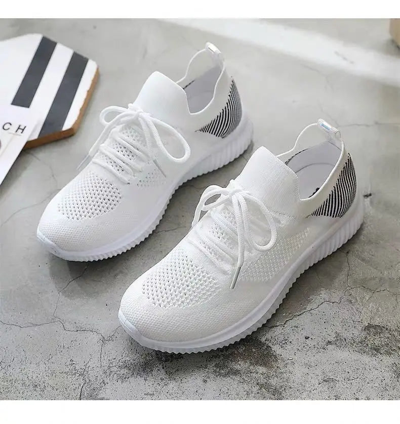 Women's Shoes 2021 Spring White New Breathable Sports Mesh Versatile Summer  Hollow Walking Flying Woven No-slip Ladies Sneakers