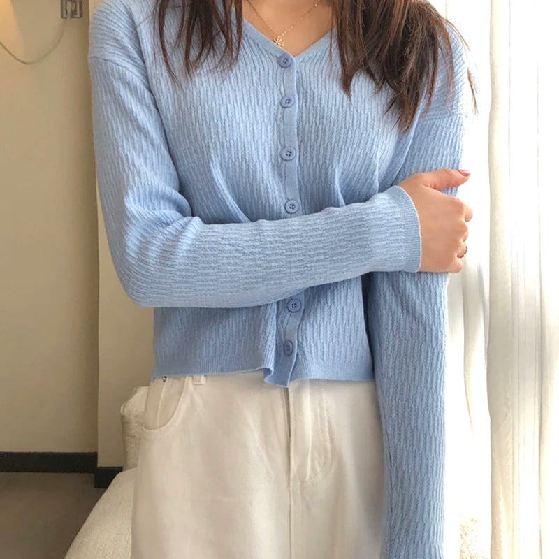 Cardigan CN Shandong pentru femei, scurt, tricotat, croială slim fit - Mărime normală, Material poliester spandex, croială normală