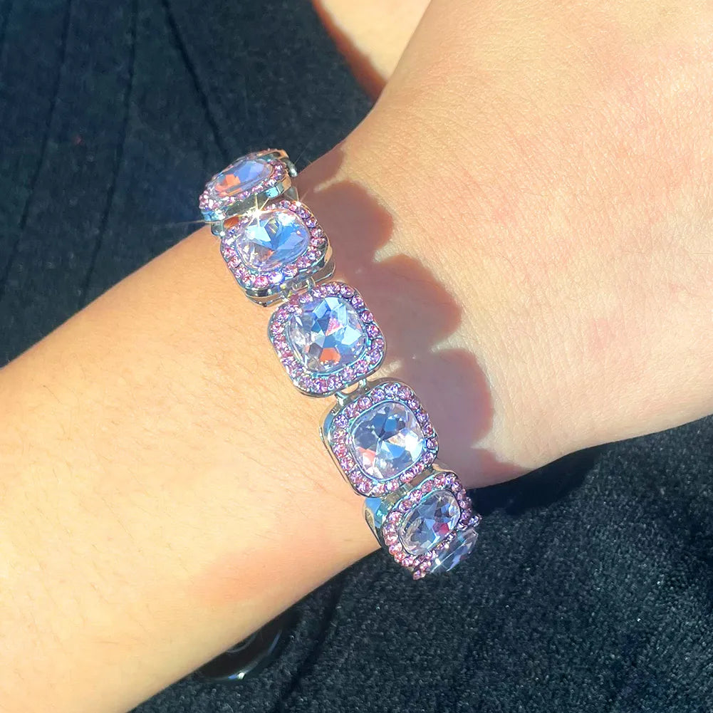 Luxus Voll Strass Große Tennis Kette Armbänder 2025 - Frauen Männer Fashion Bling - Iced Out Quadrat Kristall Armband Hand Schmuck Premium