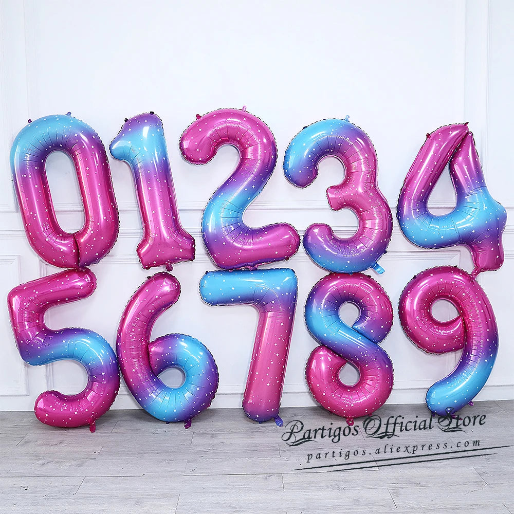 PartyPro Roségold Zahlenballons - Set 10 Stück 16 30 40Zoll