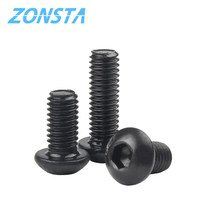 ISO7380 M2 M2.5 M3 M4 M5 M6 Round Black 10.9 Grade Hex Screws Hexagon Screw Cap Socket Button Head Allen Furniture Bolt