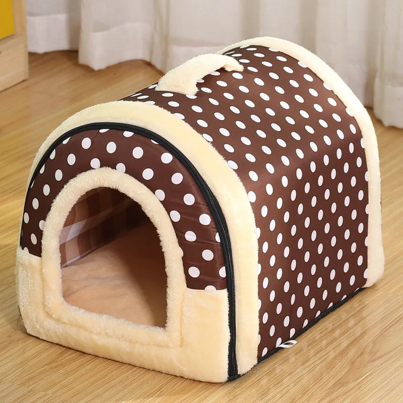 Indoor Dog House Soft Cozy Dog Cave Bed Foldable Removable Warm House Nest With Mat For Small Medium Cats Animals Kennel