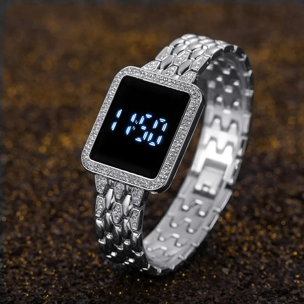 Damen Uhr 2025 Top Luxus Strass Rosegold Armbanduhr Für Frauen Mode Stahl Damen Armbanduhren Elektronisch Uhr
