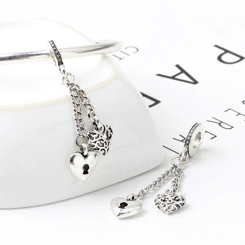 Neuer Original-Legierung-Schmuck Familie Mutter Papa Liebe Herz Anhänger Charm für Armband Halskette DIY Damen Schmuck