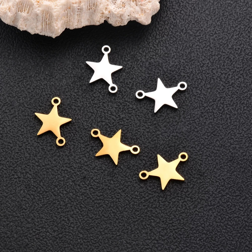 Edelstahl Gravur Anhänger Set 2025 - 5 Stück DIY Schmuck Herz Stern Dreieck Schmetterling