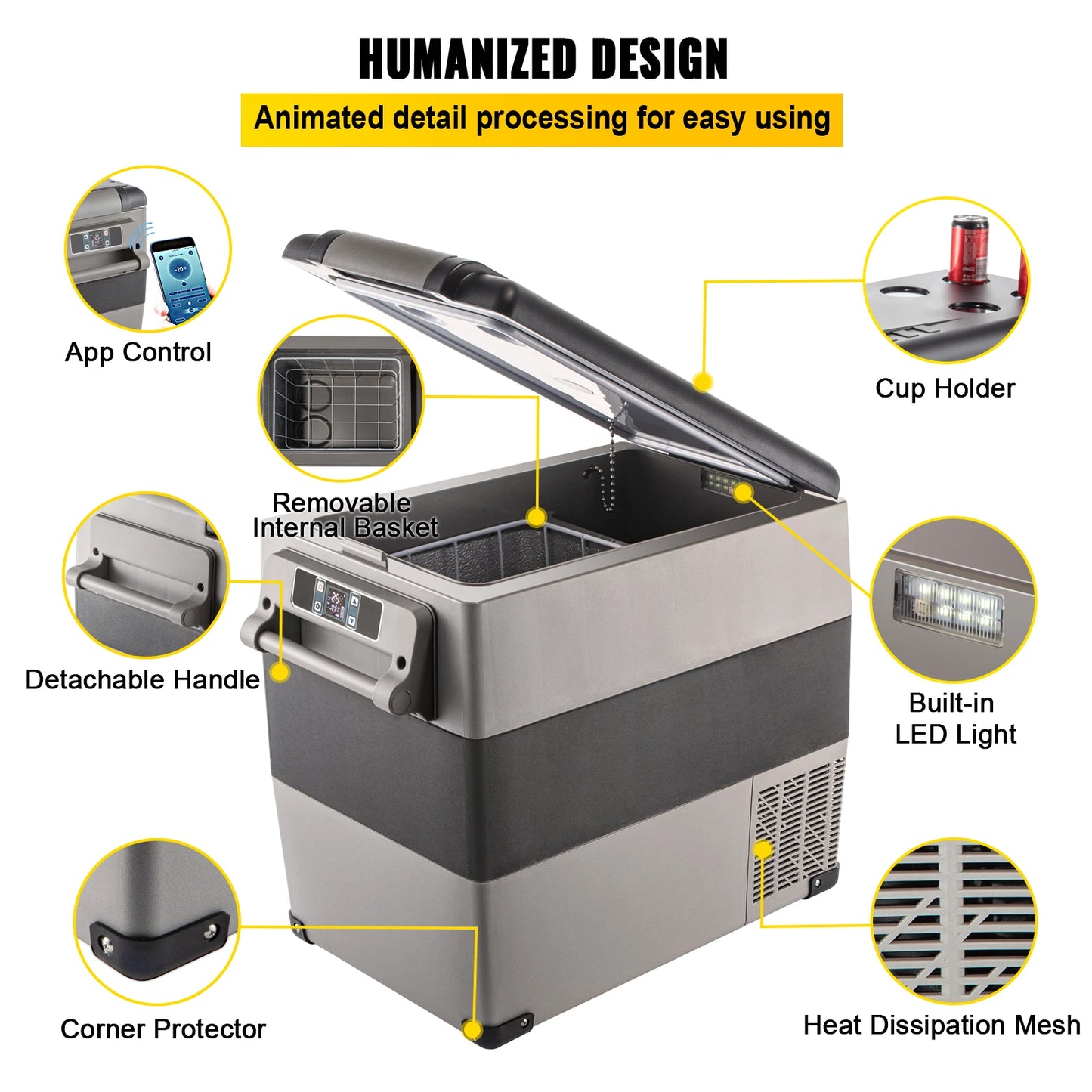 VEVOR 20L 22L 35L 45L 55L Auto-Kühlschrank Mini-Kühler Komprimier-Kühler 12/24V DC 110-240V Eisbox für Camping