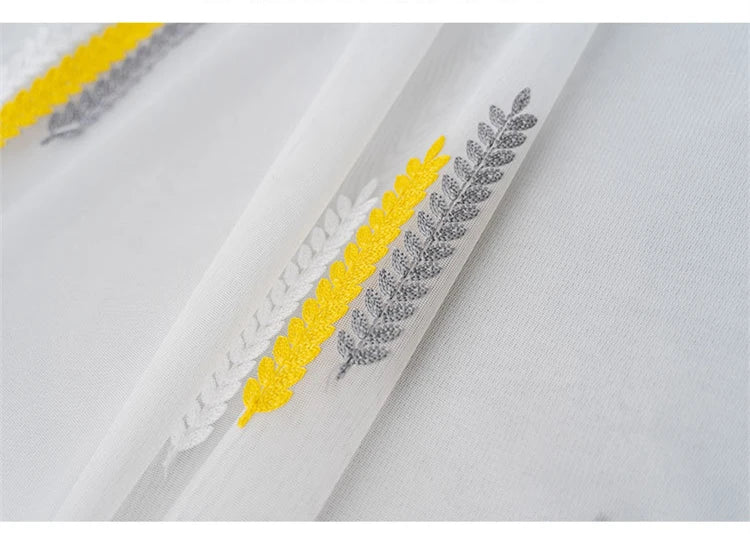 Embroidered Sheer Curtains Modern Gauze Curtain Yellow Living Room Blue Bedroom White Yarn Window Tulle Curtains