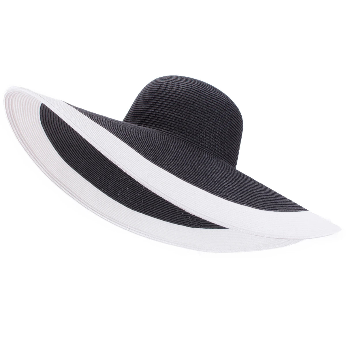 Lawliet 7.1''/18cm Faltbar Übergroß Riesig Breite Krempe Sonne Strand Stroh Hüte Hochzeit Damen Floppy Party Elegant A330