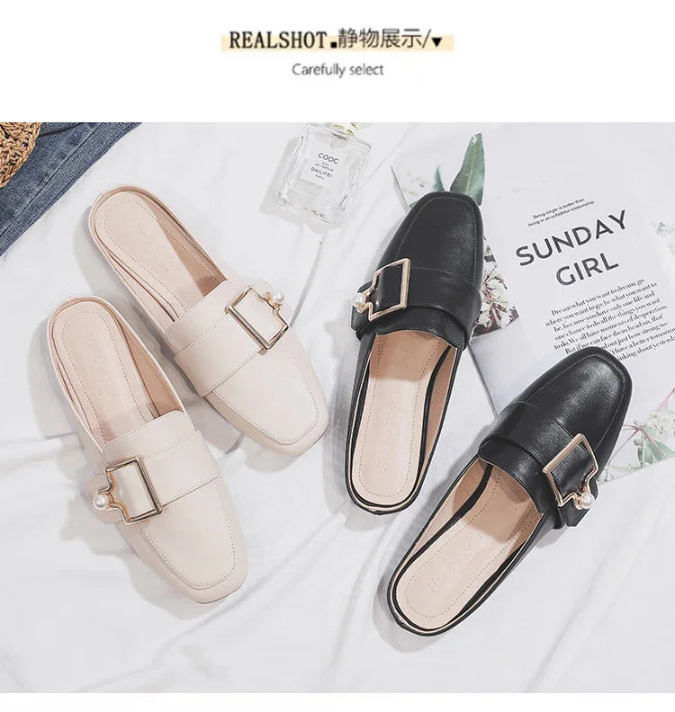 Damen Slipper 2025 - Mode Leder Loafer Ohne Absatz - Slip-On Sommer Outdoor Leichte Walking Schuhe