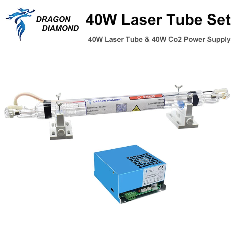 Tub laser CO2 Dragon Diamond, răcire cu apă - 40W, 50mm, 700mm