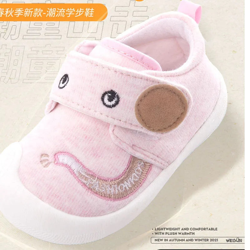 Frühling Herbst Baby Schuhe 2025 - Neugeborene Elefant Cartoon Erste Laufschuhe - Jungen Mädchen Rutschfest Weiche Sohle 0-1J
