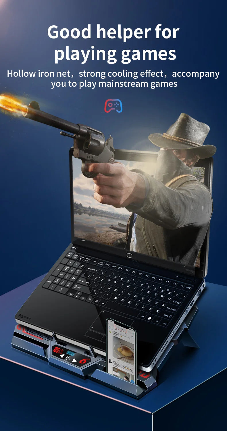 Gaming-Kühler 2025: COOLCOLD 17" Six-Fan LED - 2600RPM USB Port Collection