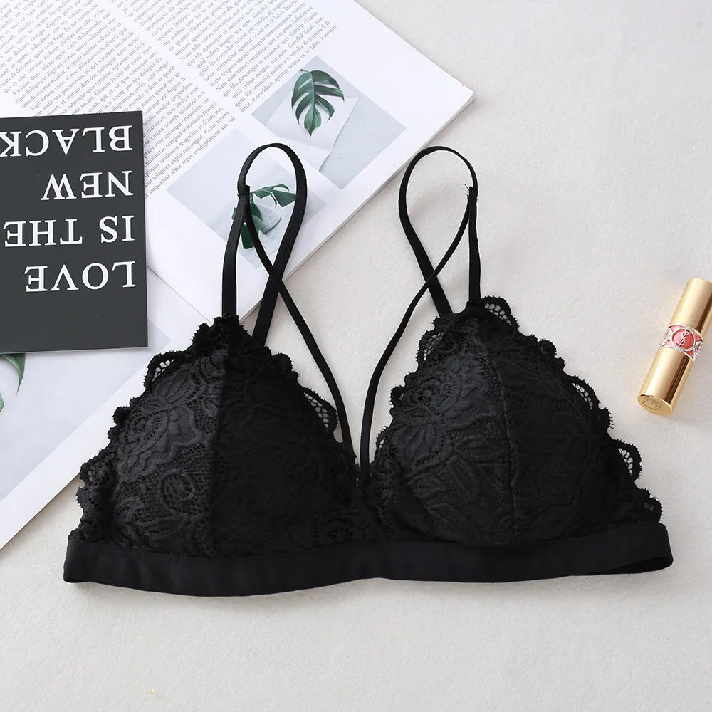 Floral Lace Bra Non-Wire Push Up Bras For Women Padded Brassiere Female Underwear elegant Lingerie V-neck Bralette Intimates