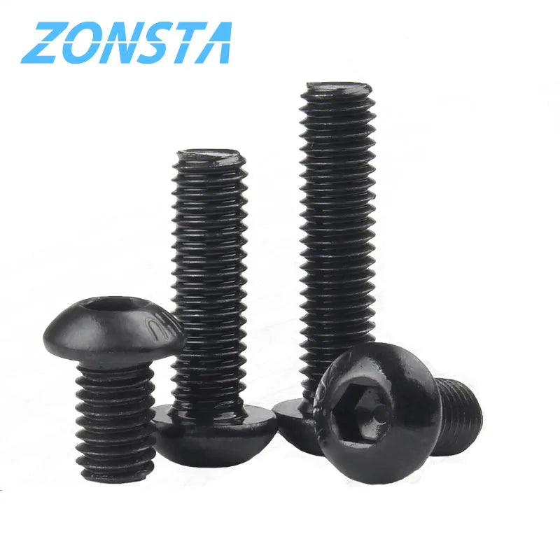 ISO7380 M2 M2.5 M3 M4 M5 M6 Round Black 10.9 Grade Hex Screws Hexagon Screw Cap Socket Button Head Allen Furniture Bolt