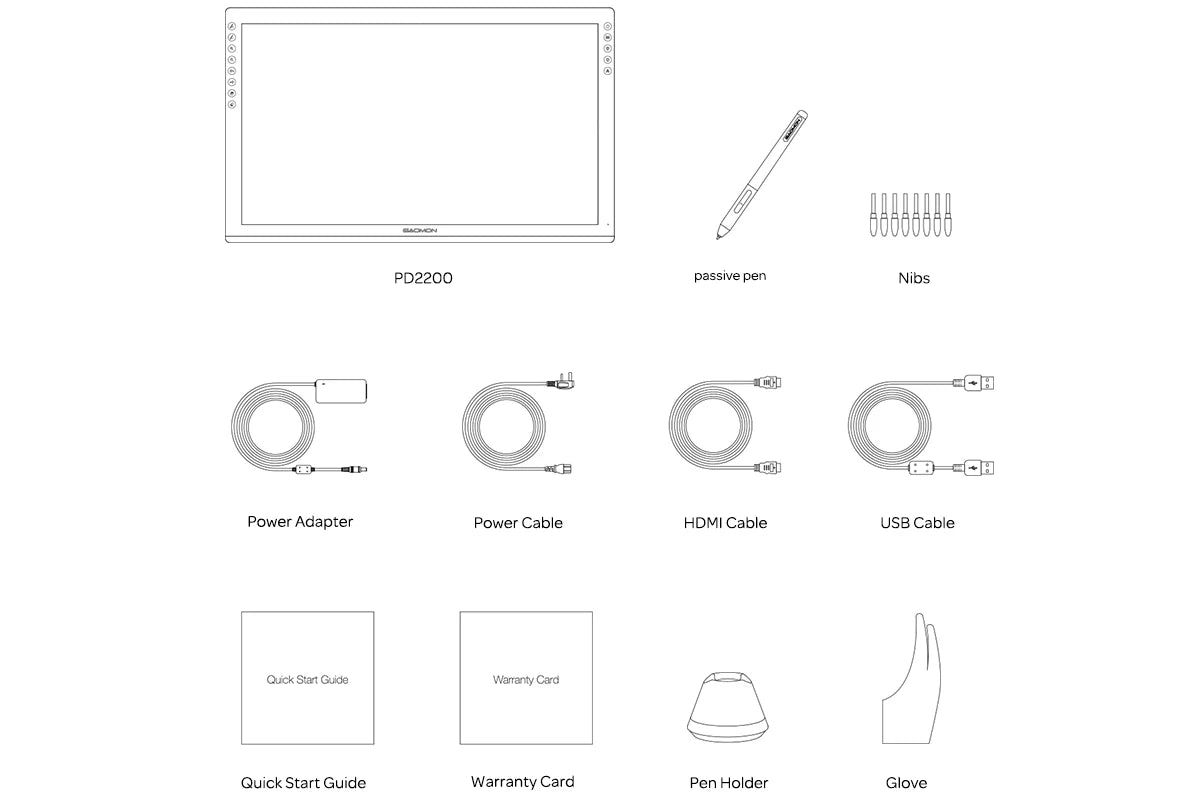Gaomon PD2200 21.5 Inch Graphics Tablet Anti-Glare Full Lamination Screen Display with 8 Touch Keys Support ±60° Tilt Function