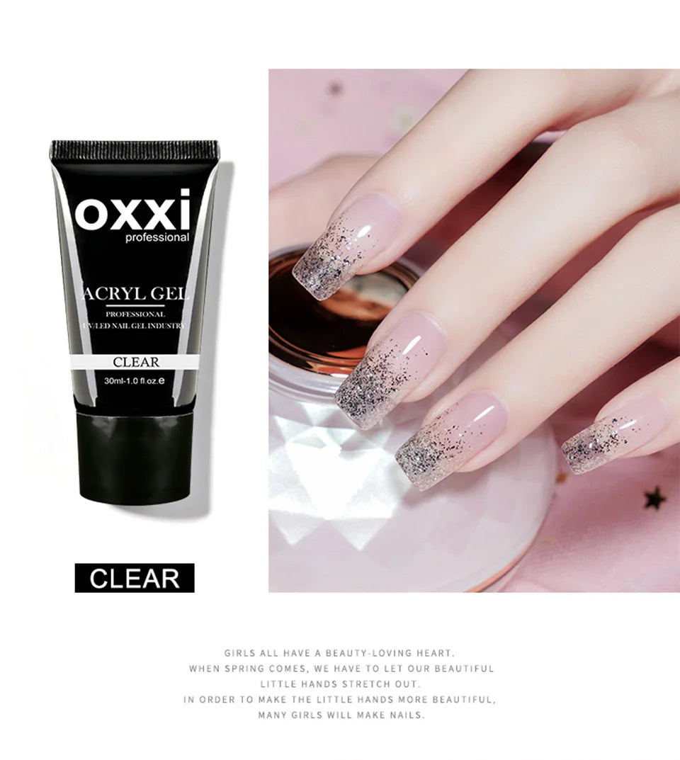 OXXI 30ml Gel Acrilic Semipermanent Poli Gel Manichiură Gel Rapid Ușor pentru Extensii UV LED Lac Builder Lac Acrilic Gellac Nou