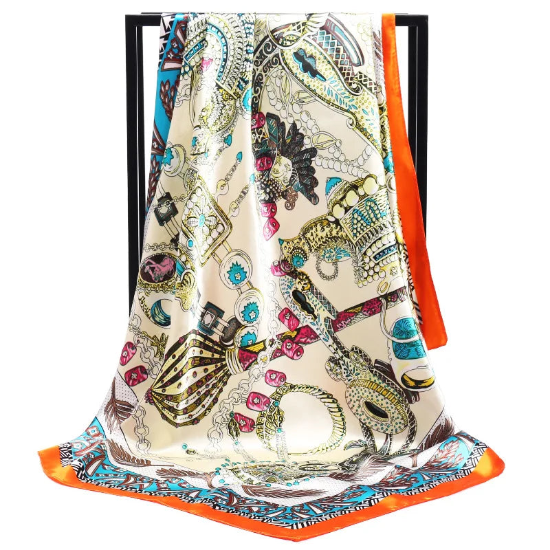 SENAIFE Satin-Schal Elegant - 90x90cm Polyester Leicht