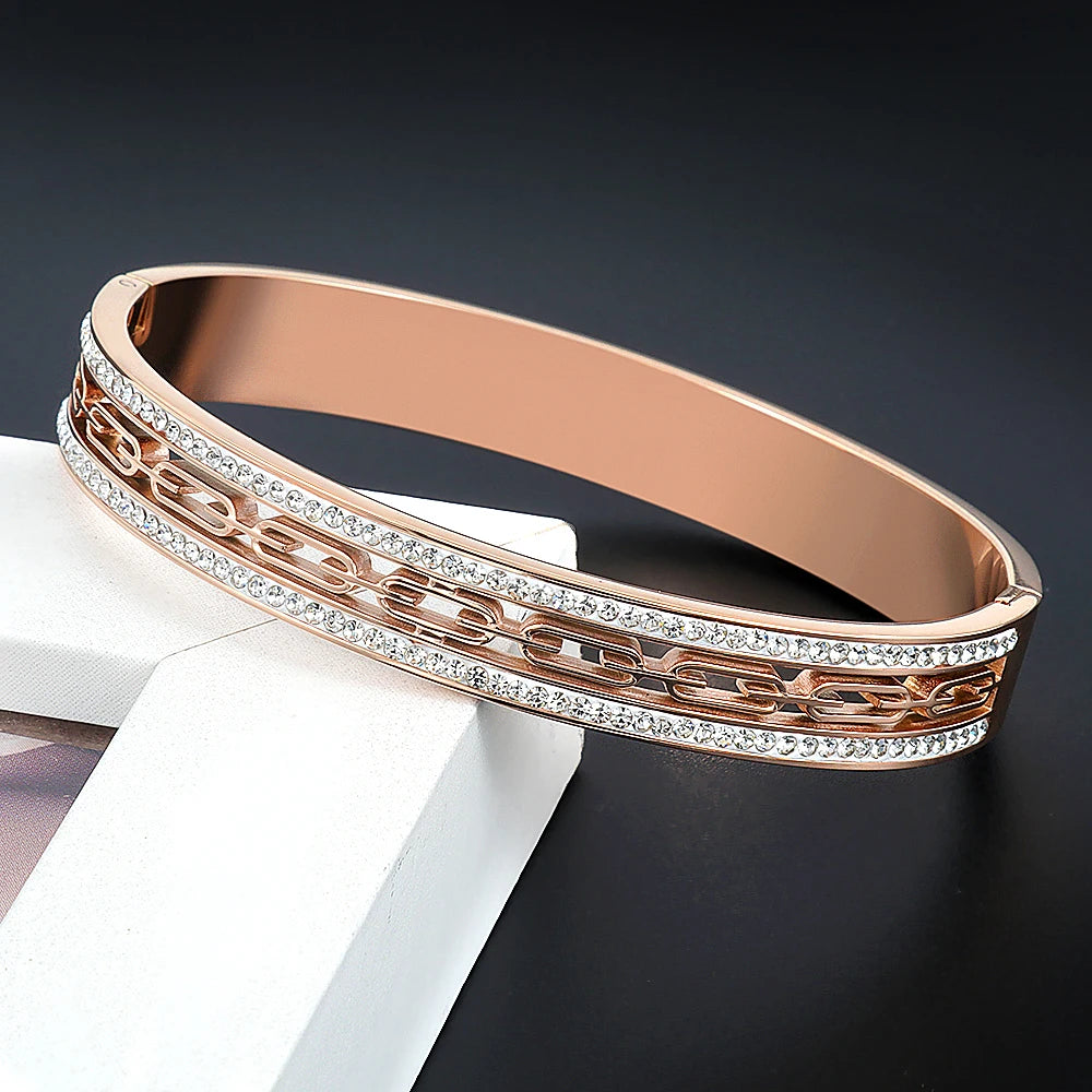 Luxus Strass Armband Hohl Graviert Geometrisch Frauen Bangle Für Männer Frauen Mode Schmuck