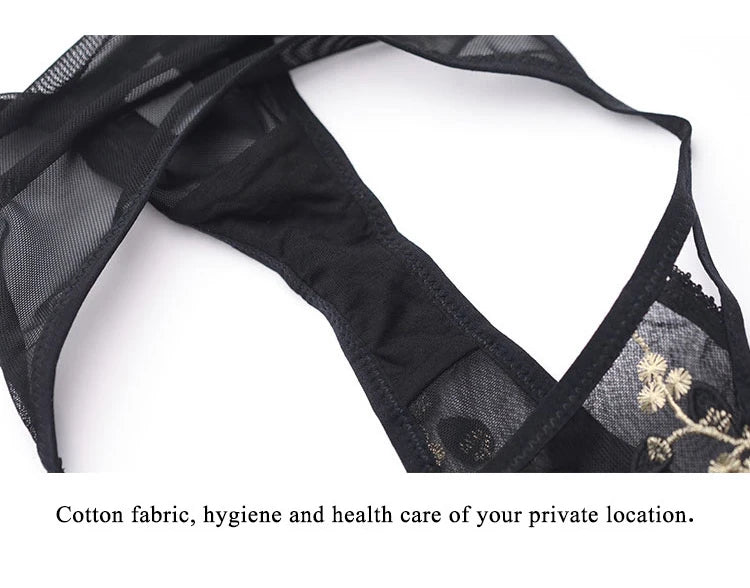 New Embroidery Lace Flowers French Underwear Bralette elegant Body Shaping Push Up Bra Set Romantic White Black Cute Lingerie Thin