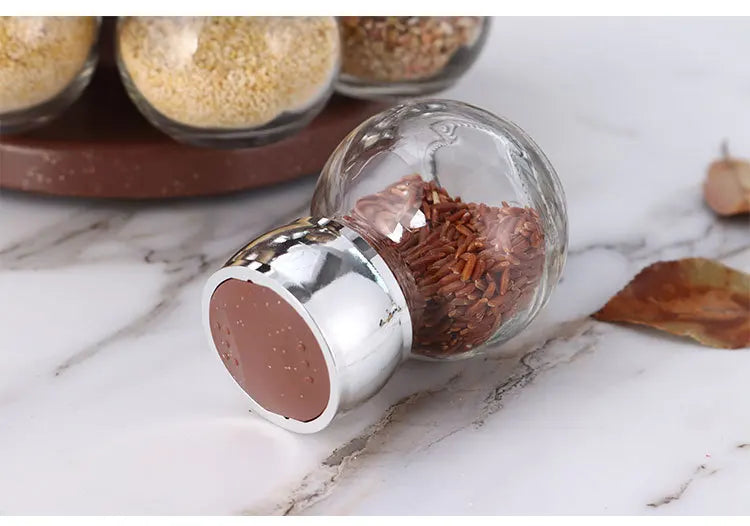 Rotating16Pcs Condiment Set Spice Jar StorageBox HomeKitchen Cruet Condiment Bottle Coffee Sugar Seal Jar Container Rack