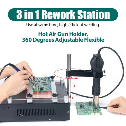 YIHUA 853AAA 1200W Preheating Station PCB Preheater Soldering Station BGA Rework Station Soldering Iron Heat Gun Welding Station - Golden Bridge Store