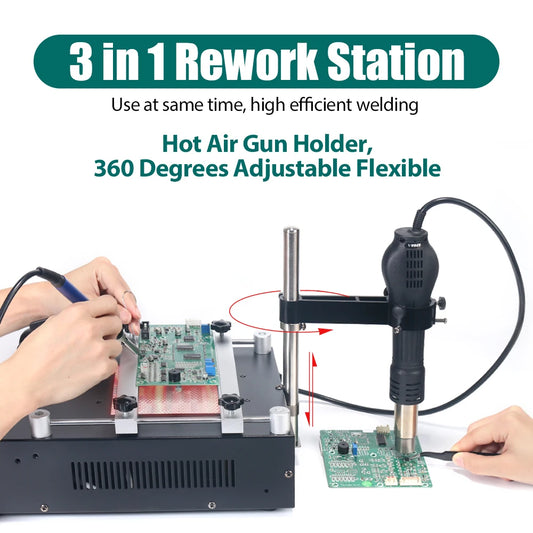 YIHUA 853AAA 1200W Preheating Station PCB Preheater Soldering Station BGA Rework Station Soldering Iron Heat Gun Welding Station - Golden Bridge Store