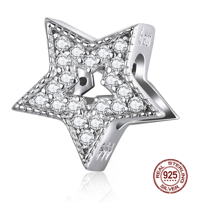 Sterling Silber Anhänger: WOSTU 925 DIY Armband Charms AAA Cubic Zirkonia - Haustier Kamera Biene Kaffee Marienkäfer Perlen Original 1.9g